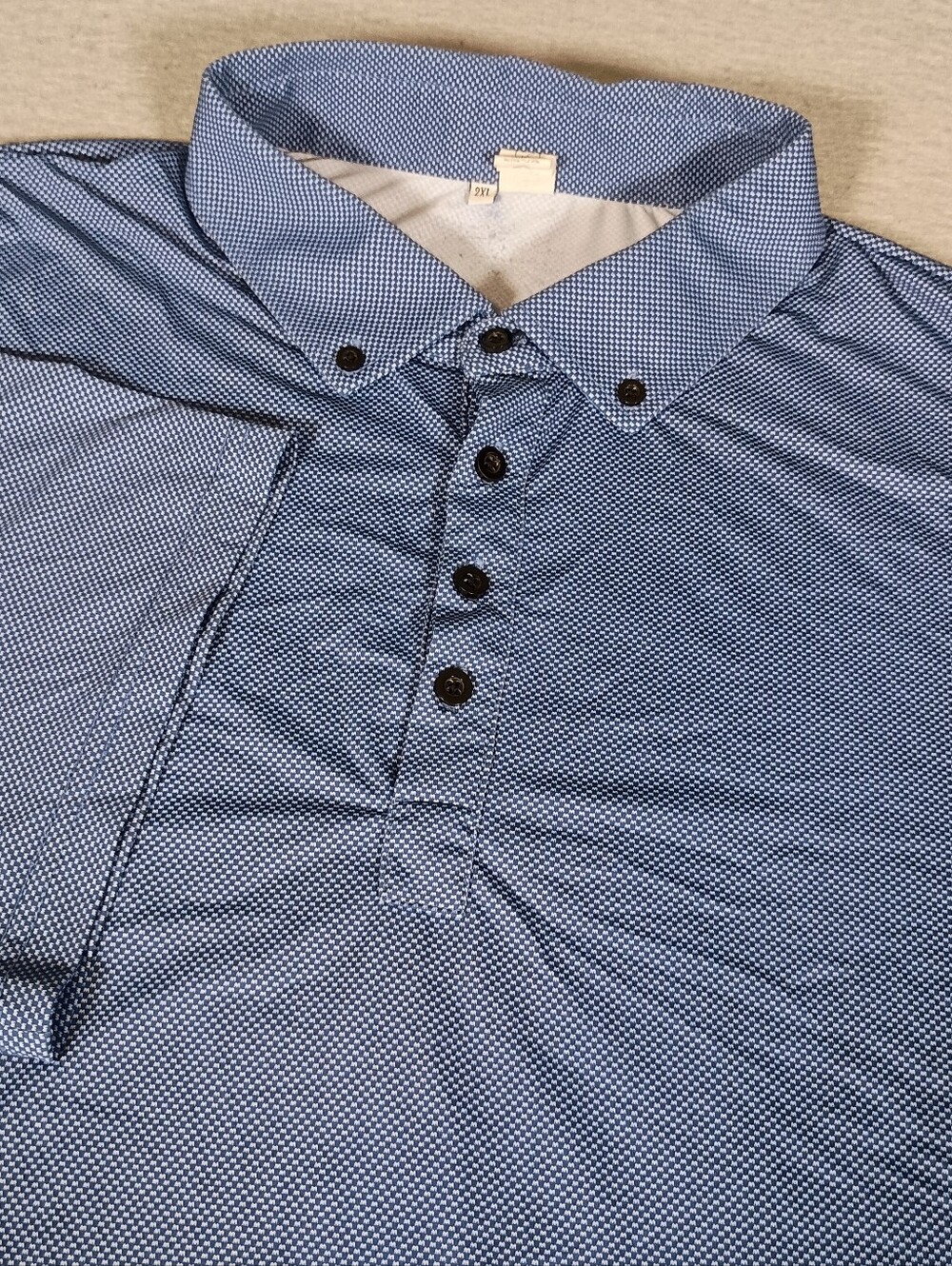 State & Liberty Geometric Performance Golf Preppy Men's 2XL Blue Polo Shirt
